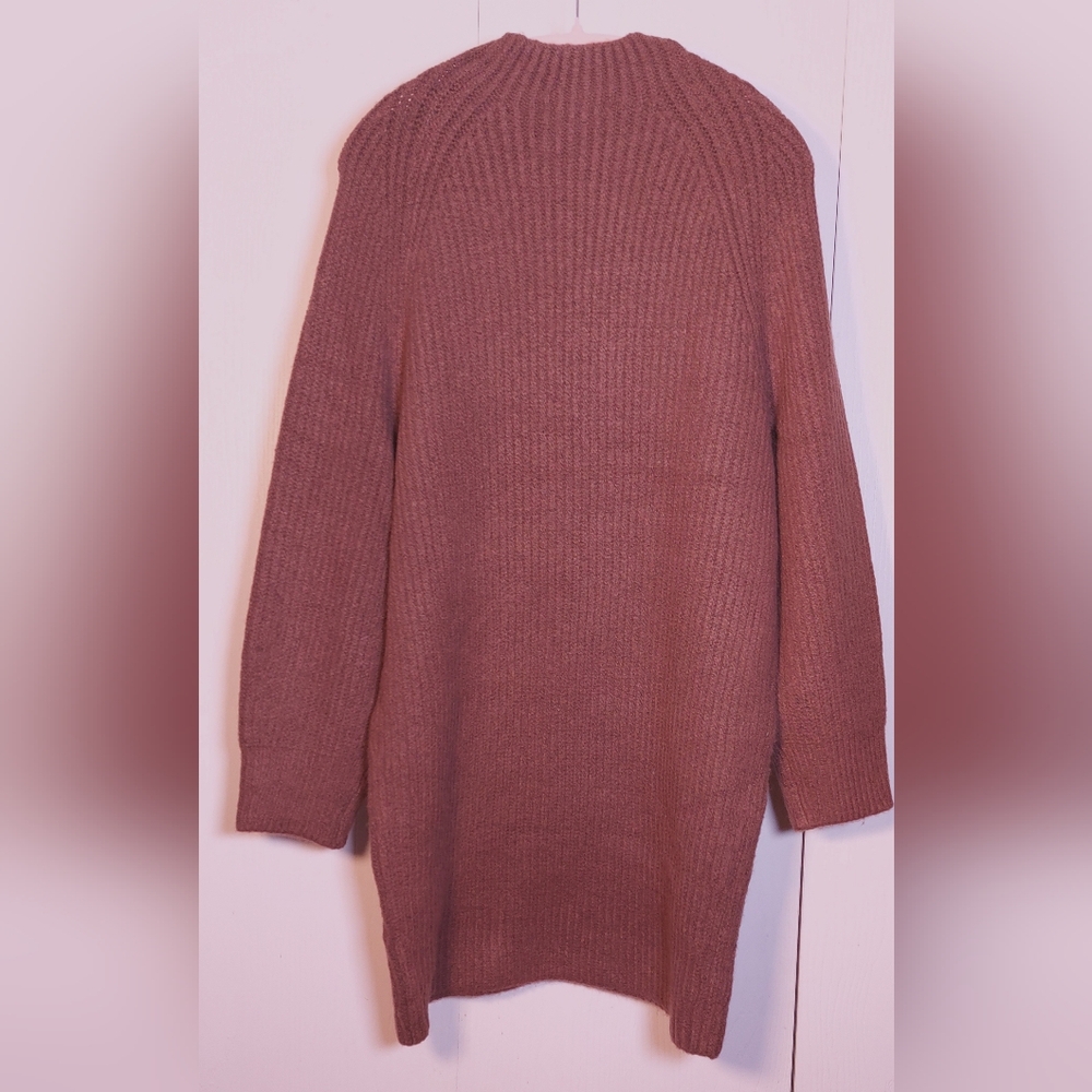 Express Chocolate NWT Raglan Long Sleeve Rib-Knit Sweater Dress Size Medium Mini - Picture 4 of 14